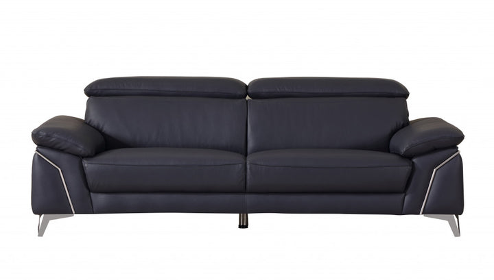 31" Fashionable Navy Leather Sofa