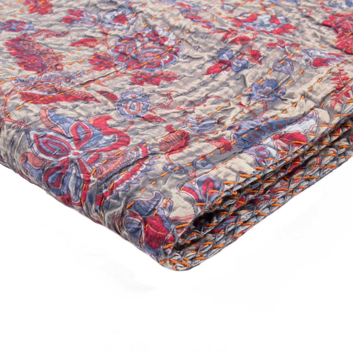 50" X 70" Multicolored Kantha Cotton - Throw