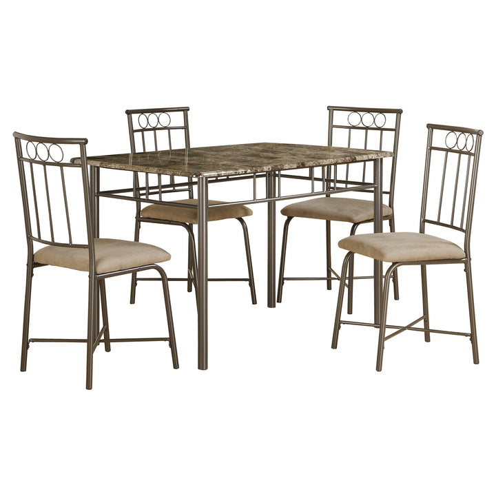 63.5" X 81" X 101" Cappuccino Microfiber Foam And Mdf 5Pcs Dining Set