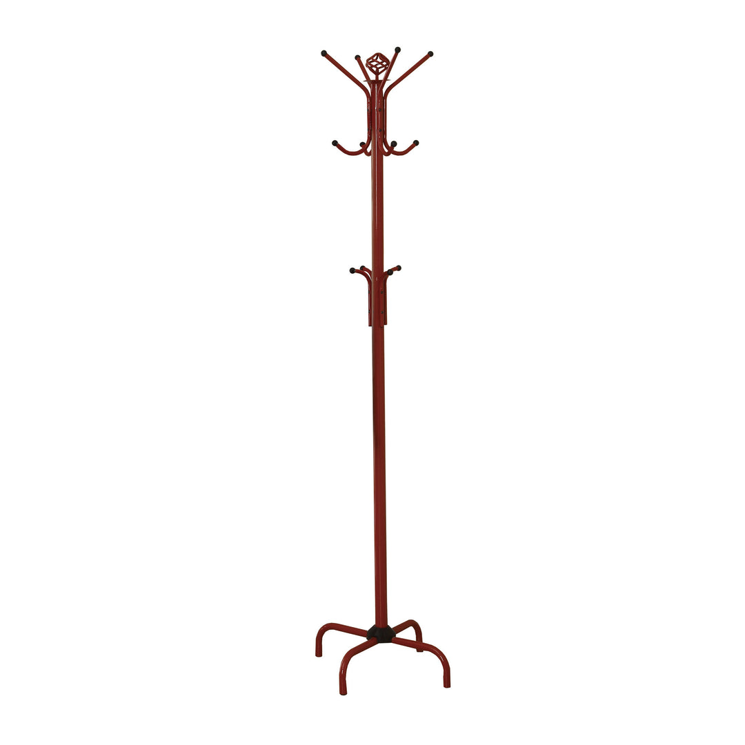 19" X 19" X 70" Red Metal Coat Rack