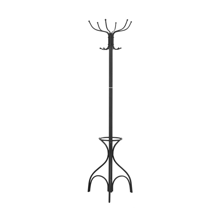 18" X 18" X 70" Black Metal Coat Rack