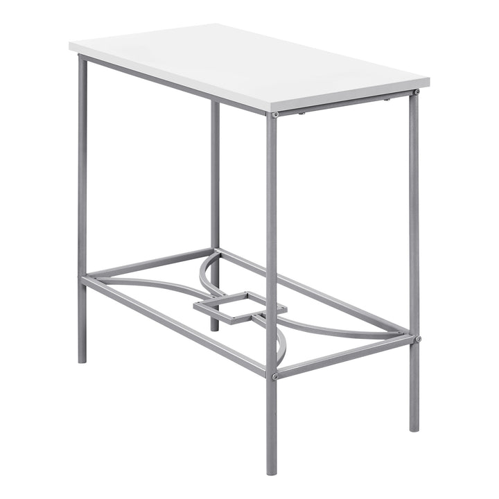 11.75" X 23.75" X 22" White Silver Mdf Metal Accent Table