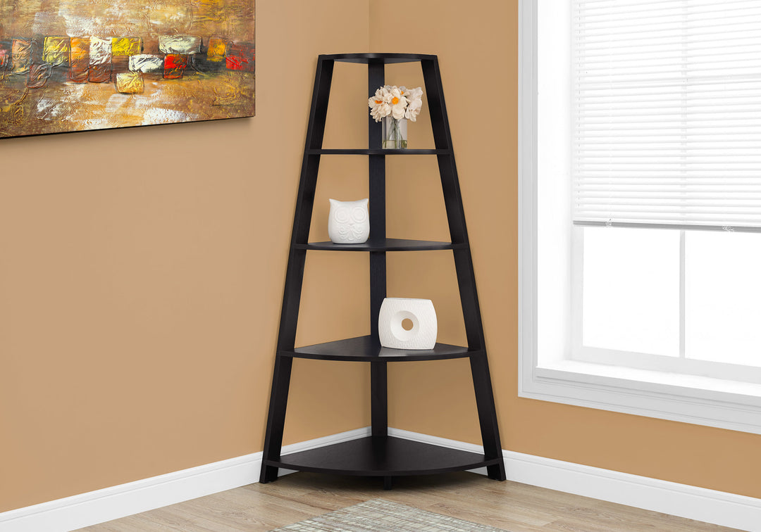 Noir Black Bookcase Corner Accent Shelf