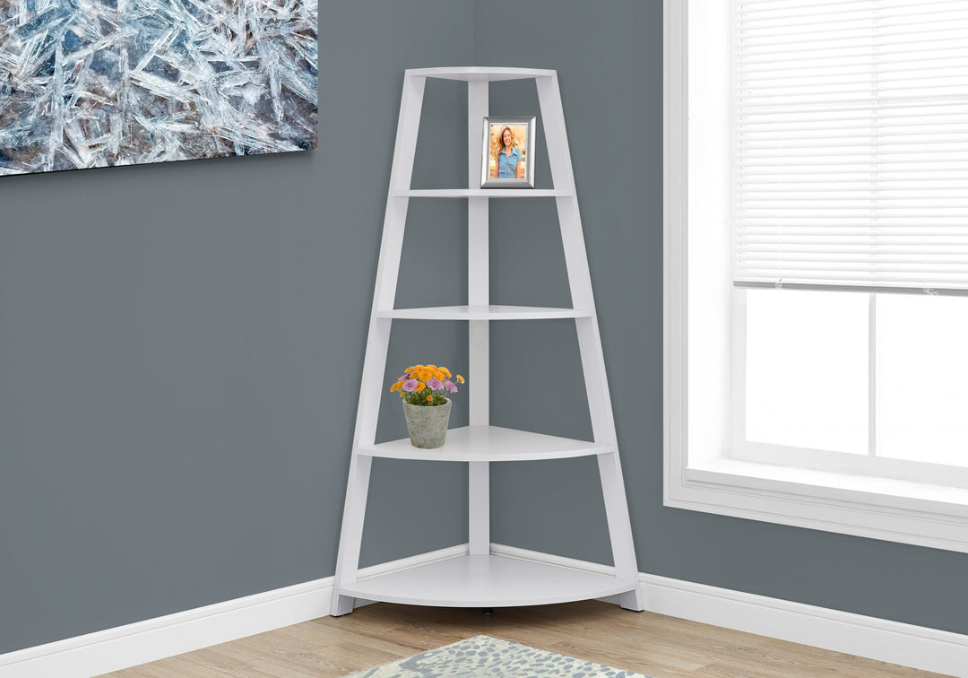 White Bookcase Corner Accent Shelf