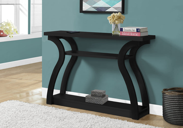 11.5" X 47.25" X 32" Black Hollow Core Particle Board Accent Table Hall Console