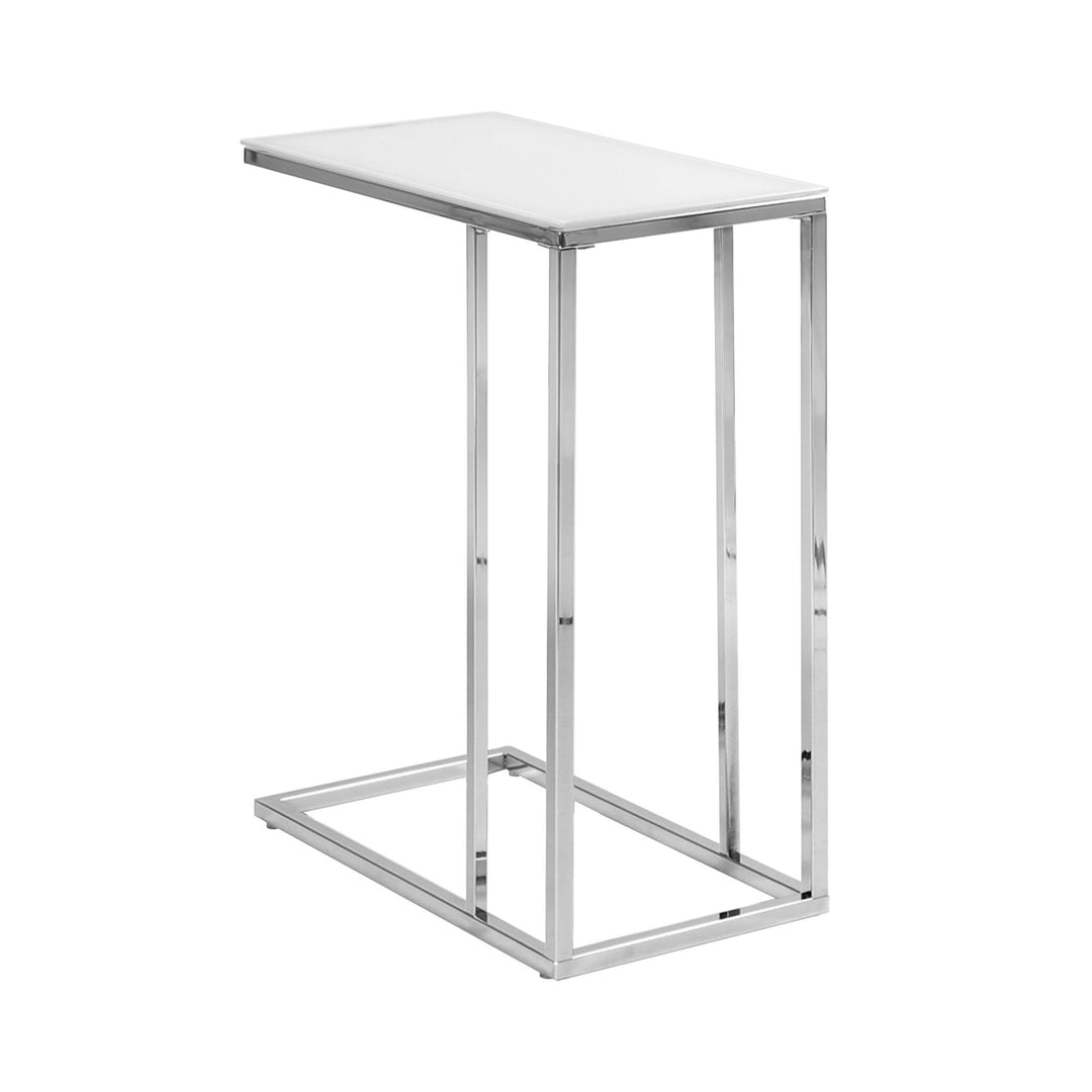 18.25" X 10.25" X 24" Chrome Metal Tempered Glass Accent Table