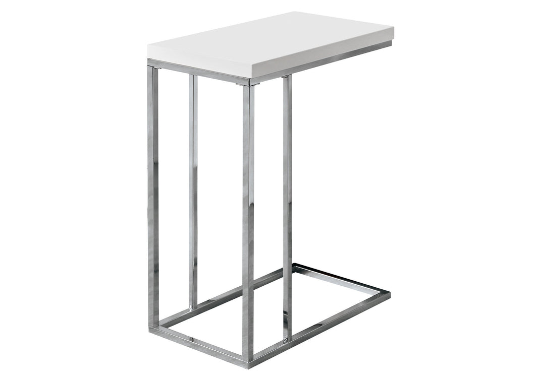 18.25" X 10.25" X 25.25" White Particle Board Metal Accent Table