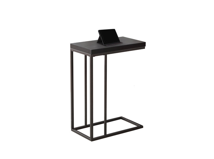 18.25" X 10.25" X 25.25" Cappuccino Particle Board Metal Accent Table