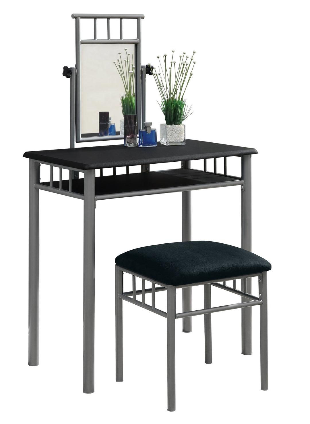 70" Gray Mirrored Nightstand