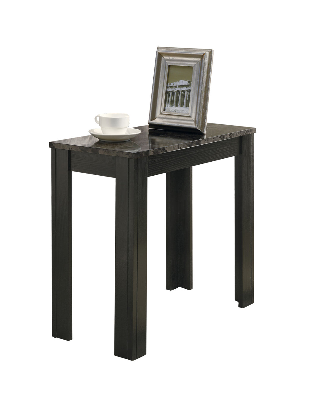 12" X 23.75" X 21.5" Black Grey Particle Board Laminate Mdf Accent Table