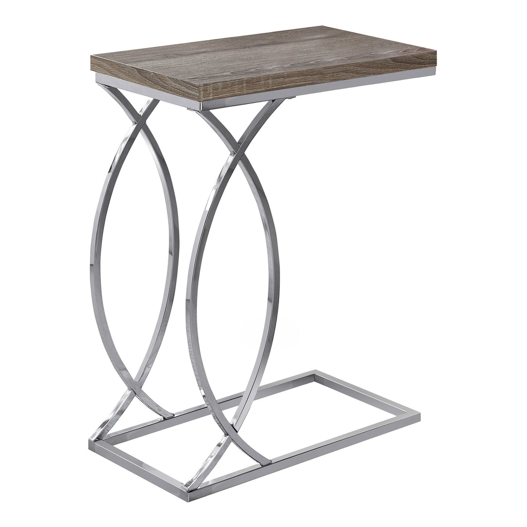 18.25" X 10.25" X 25" Dark Taupe Mdf Laminate Metal Accent Table