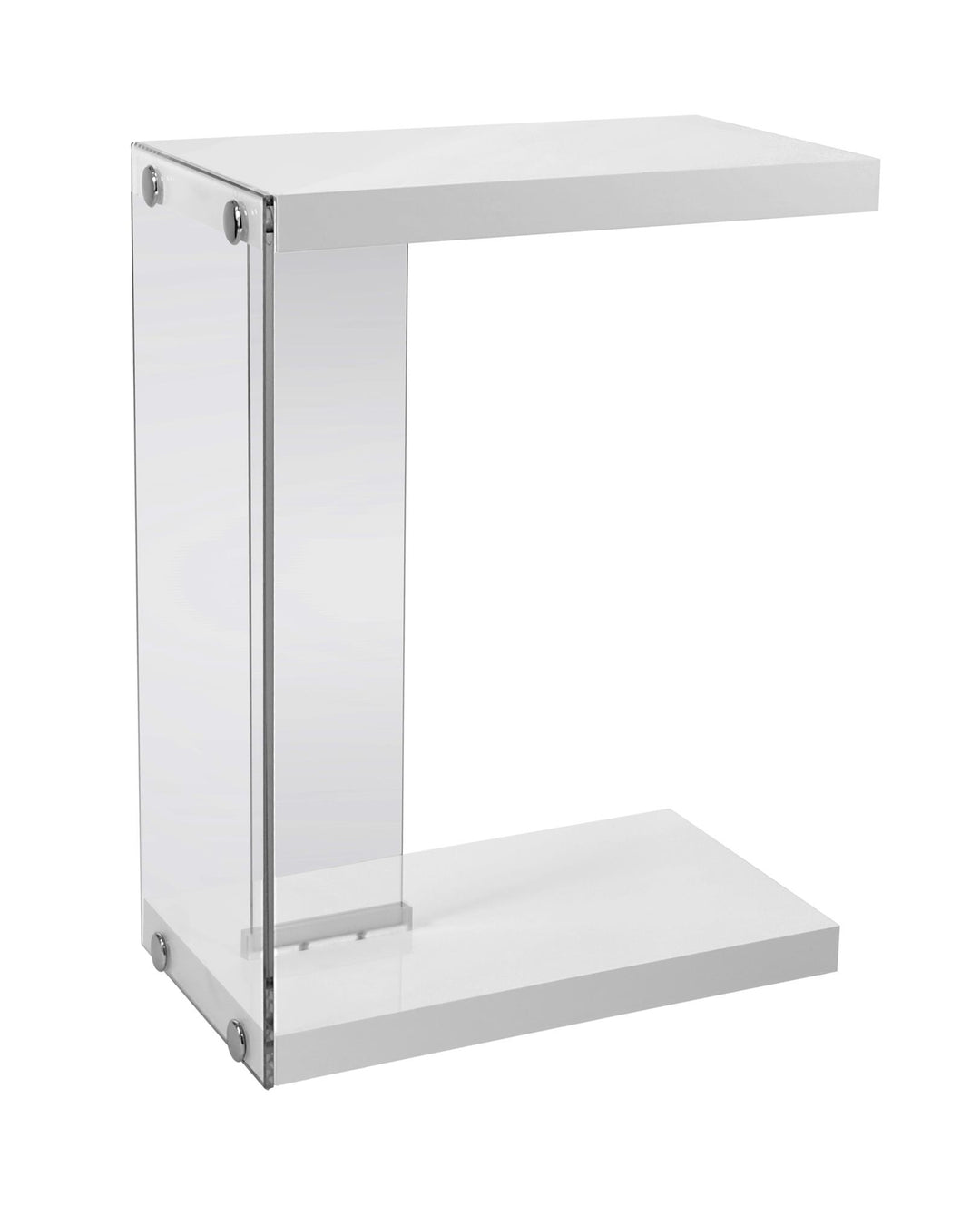 18.5" X 10.25" X 24.75" White Finish And Tempered Glass Accent Table