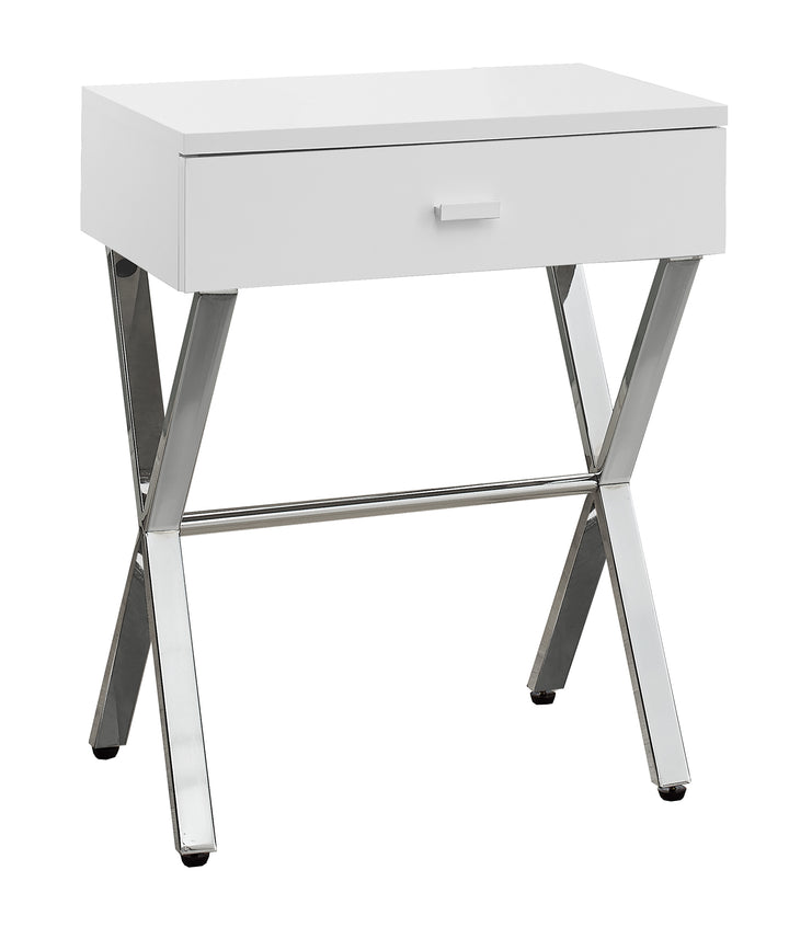 22" Silver And White End Table With Drawer