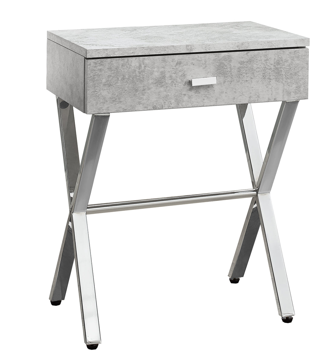 22" Silver And Gray End Table With Drawer