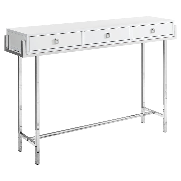 12" X 48" X 31.75" White Particle Board Metal Accent Table