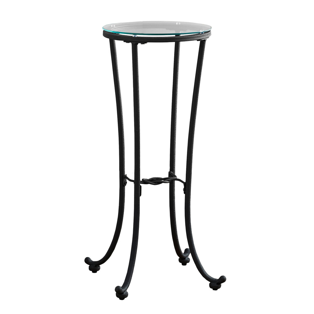 29" Black And Clear Glass Round End Table