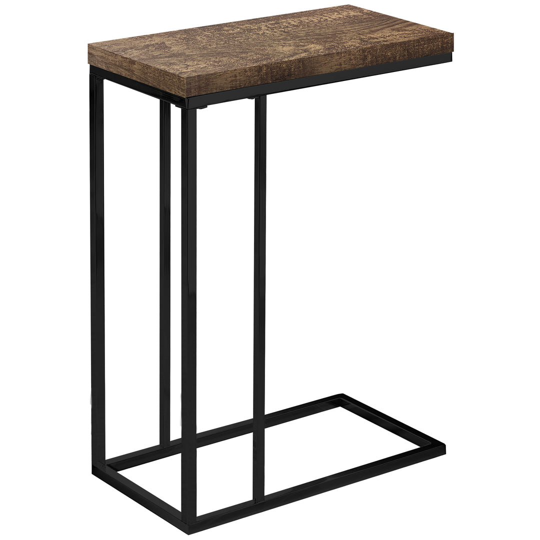 18.25" X 10.25" X 25.25" Brown and Black Particle Board Metal Accent Table