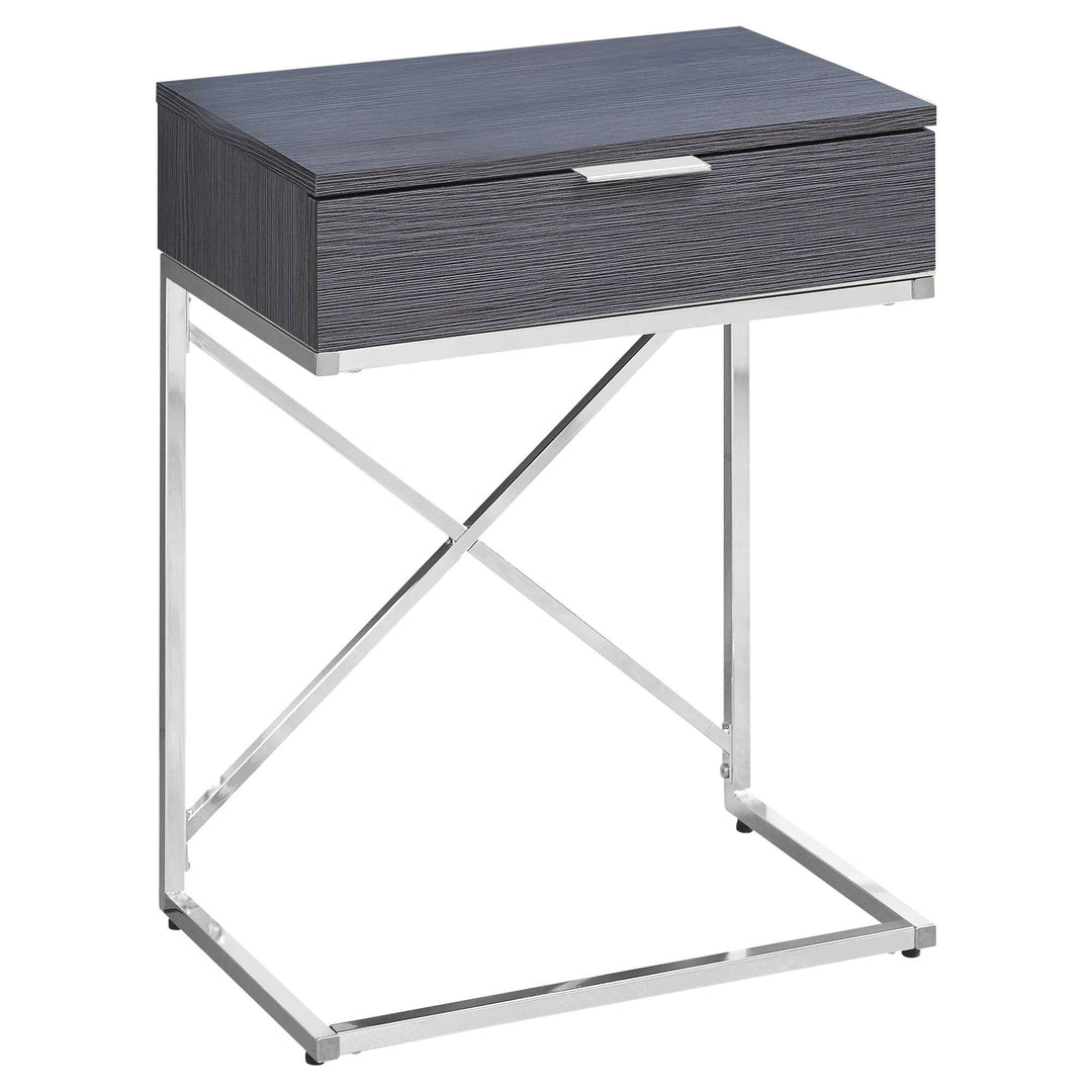 24" Silver And Gray End Table With Drawer