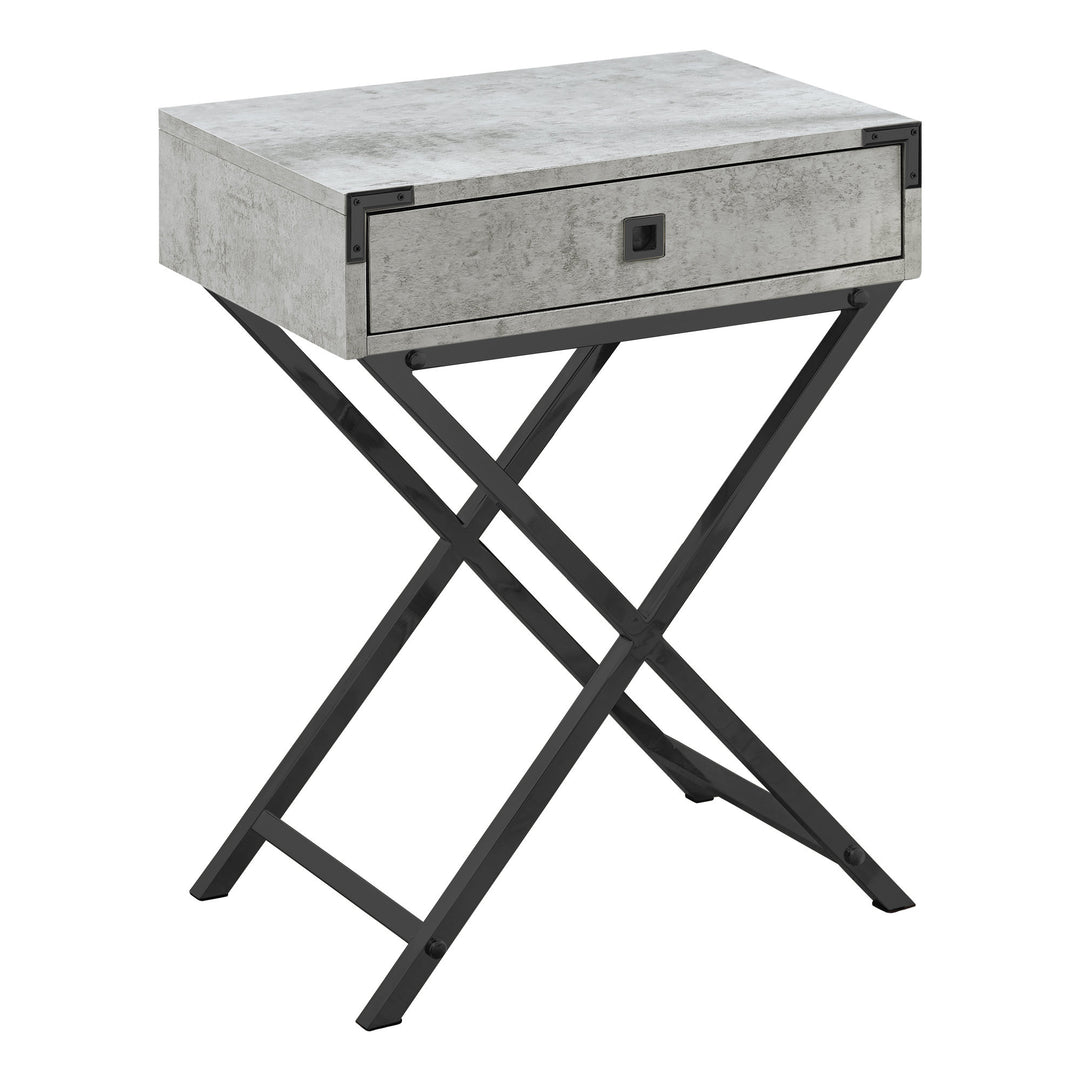 24" Black And Gray End Table With Drawer