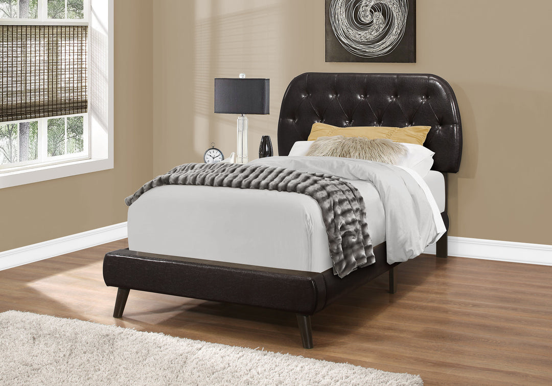 Tufted Black Standard Bed Upholstered With Headboard