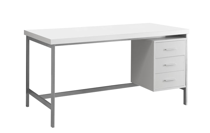 30" White Rectangular Computer Desk With Three Drawers