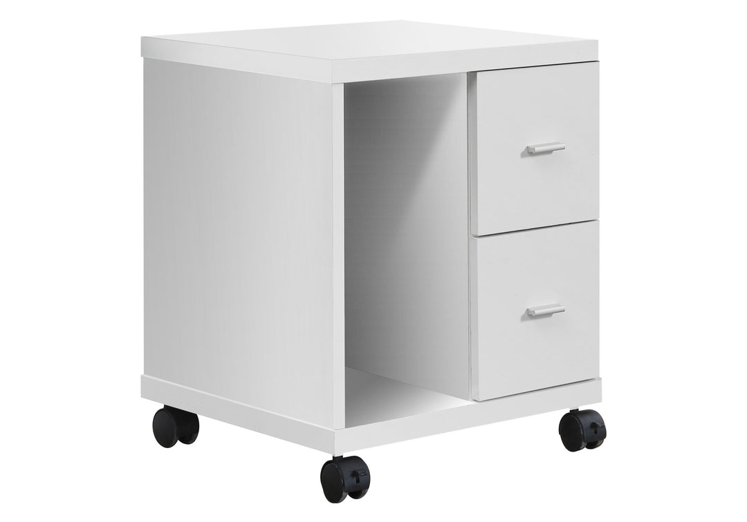 17.75" X 17.75" X 23" White Particle Board Hollow Core 2 Drawers Office Cabinet