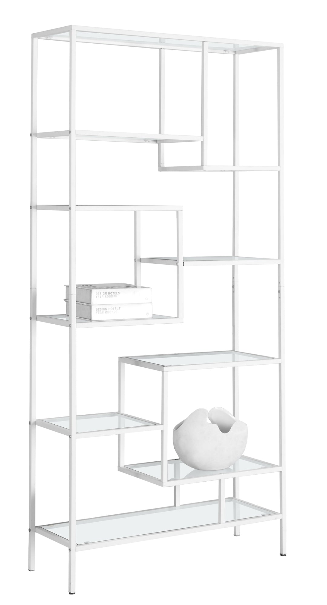 72" White Metal Nine Tier Etagere Bookcase