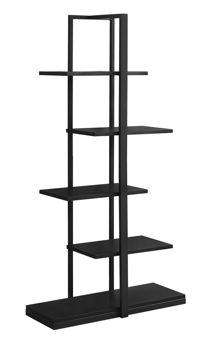 60" Black Metal Five Tier Etagere Bookcase