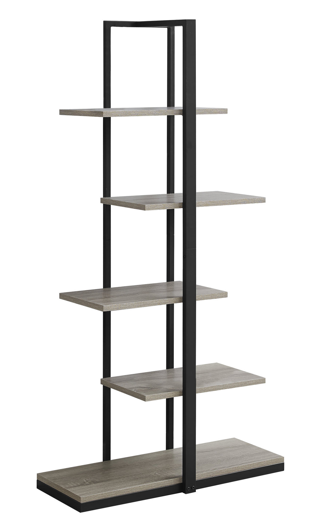 60" Taupe Metal Five Tier Etagere Bookcase