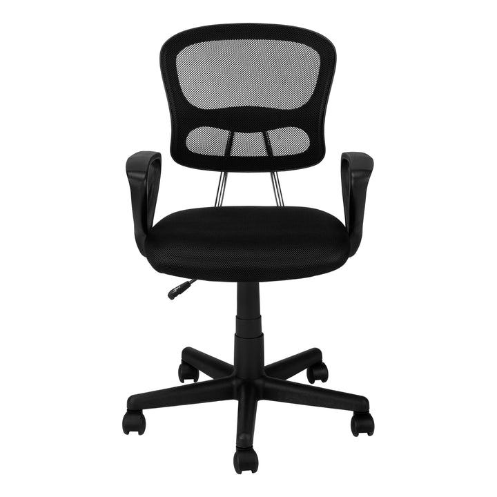 Black Polyester Seat Swivel Adjustable Task Chair Mesh Back Plastic Frame