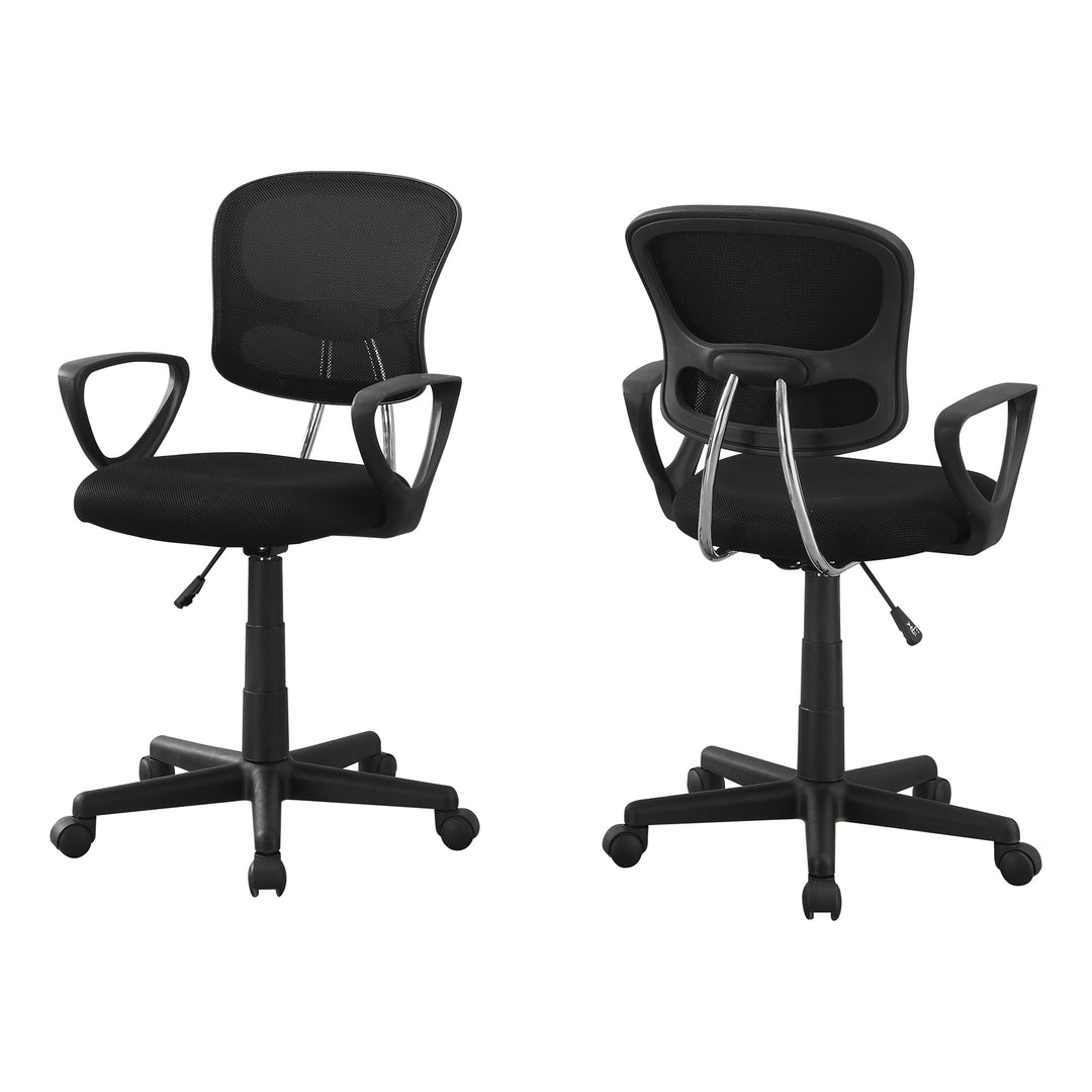 Black Polyester Seat Swivel Adjustable Task Chair Mesh Back Plastic Frame