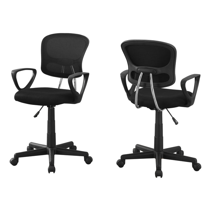 Black Polyester Seat Swivel Adjustable Task Chair Mesh Back Plastic Frame