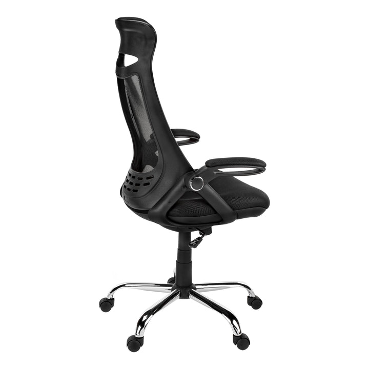 Black Polyester Seat Swivel Adjustable Task Chair Mesh Back Plastic Frame