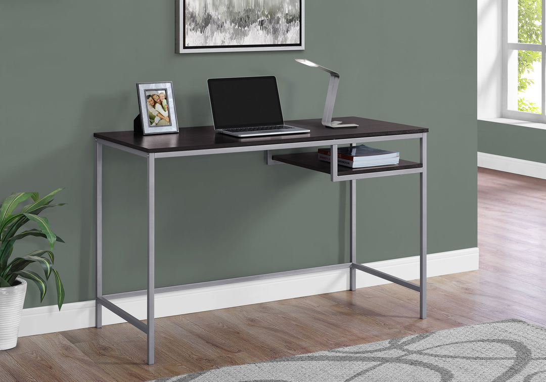 Sleek Chrome And Walnut Finish Computer Desk