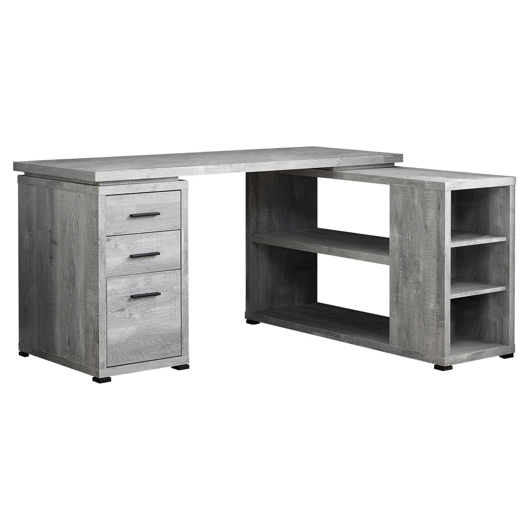 47" Grey L-Shape Computer Desk With Three Drawers