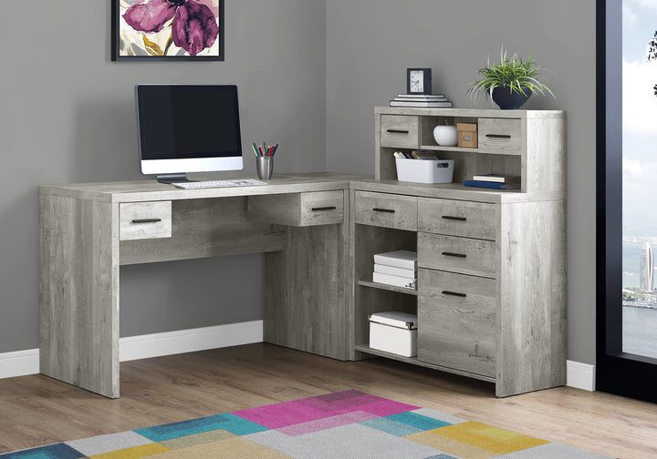 44.75" Grey Reclaimed Wood Particle Board Laminate And Mdf Computer Desk