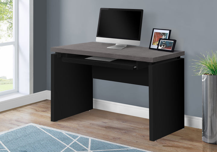 30.75" Black Particle Board Mdf And Laminate Computer Desk With A Grey Top