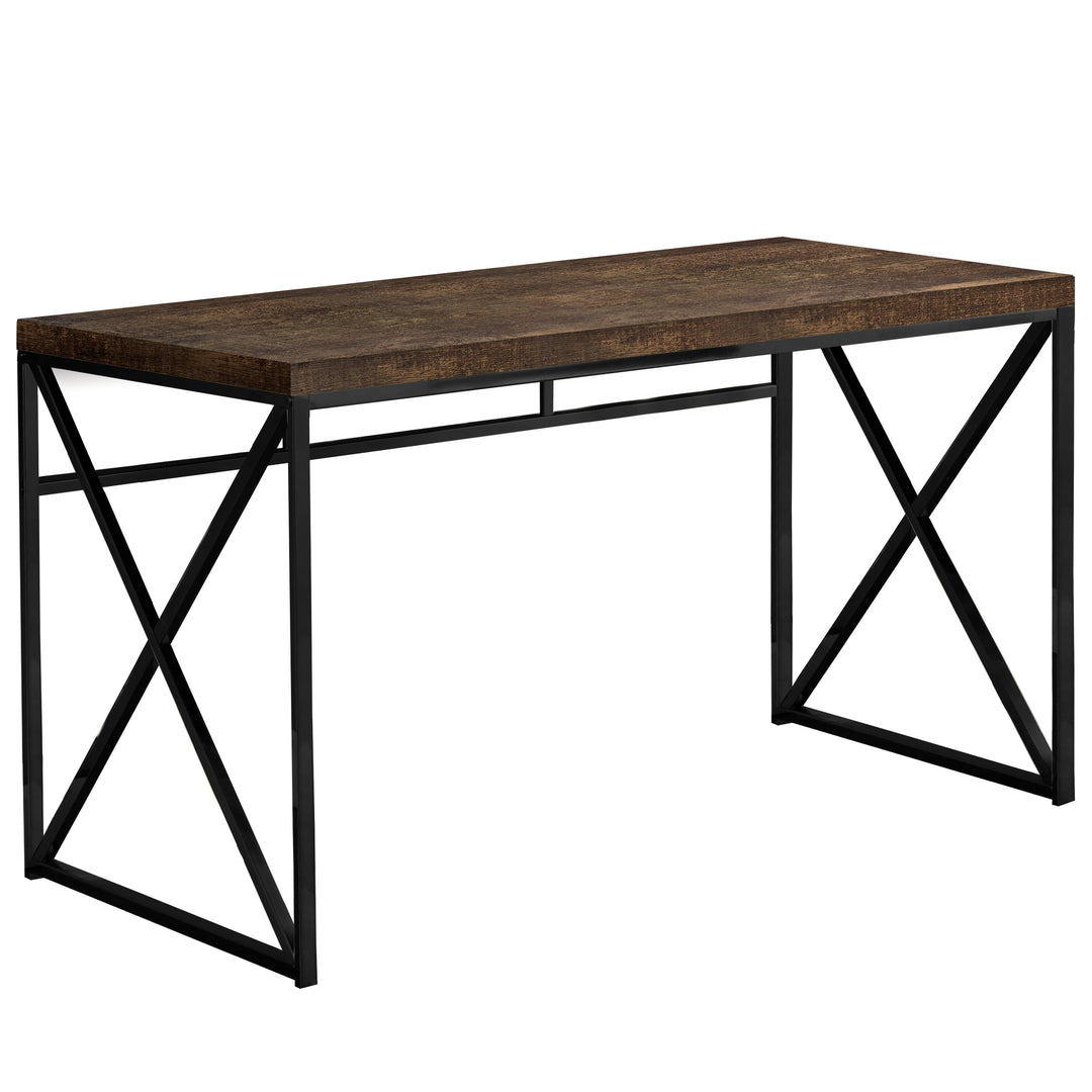 Brown Black Particle Board Metal Computer Desk