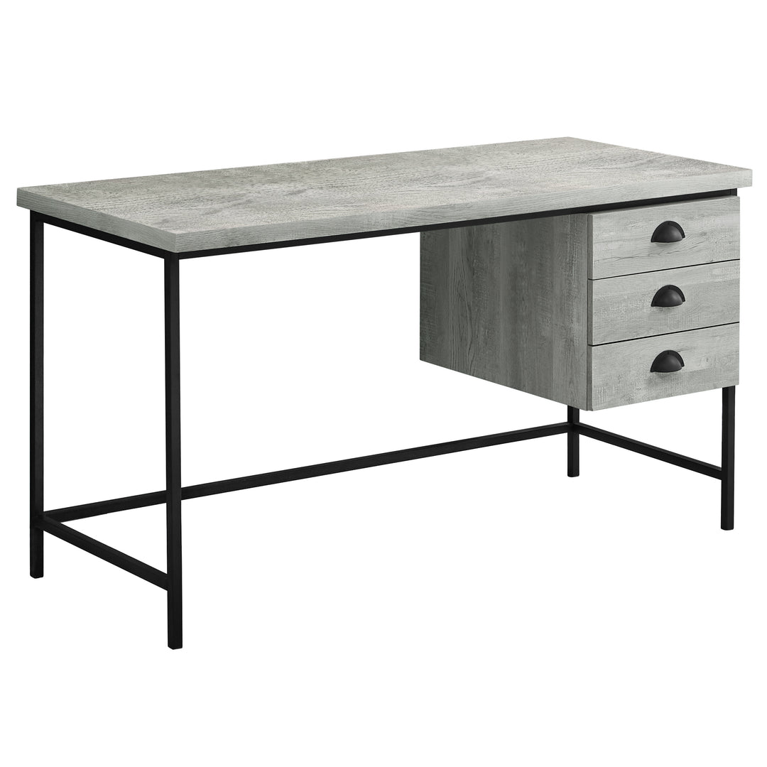 24" Grey Rectangular Computer Desk With Three Drawers