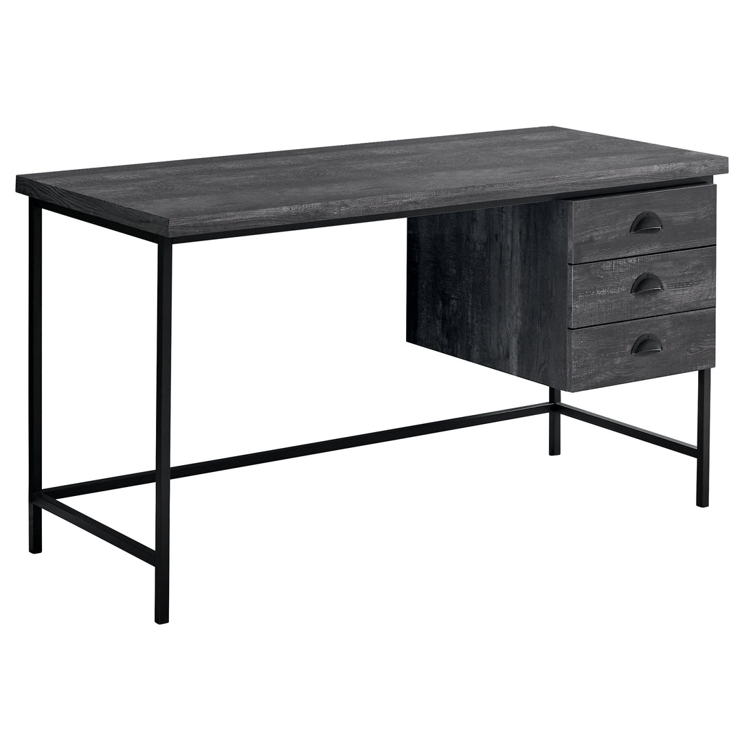 24" Dark Grey Rectangular Computer Desk With Three Drawers