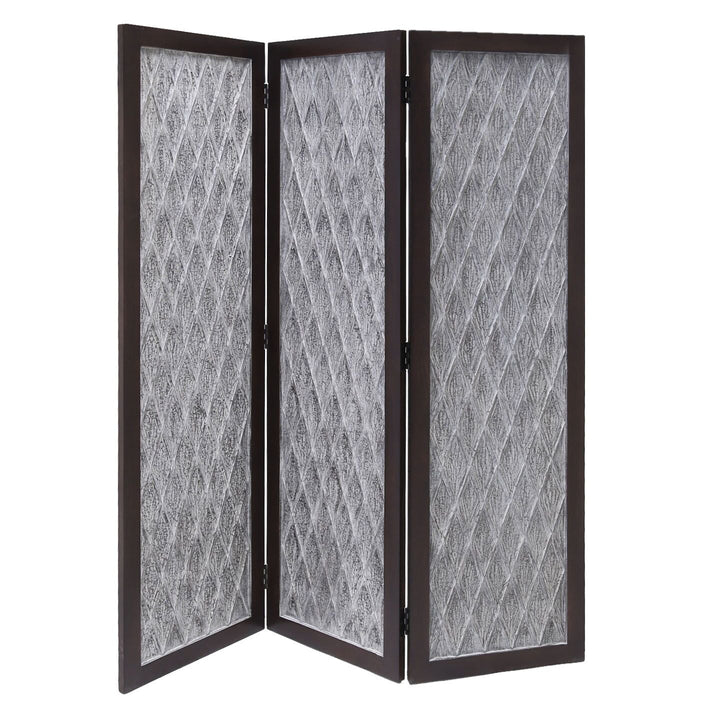 Versatile Dark Wood Three Panel Room Divider Screen