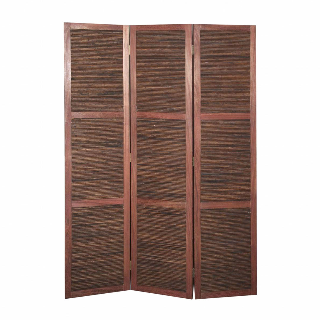 Warm Brown Three Panel Room Divider Screen