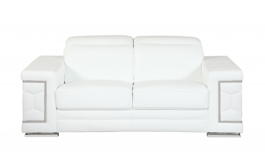 71" X 41" X 29" Modern White Leather Sofa And Loveseat