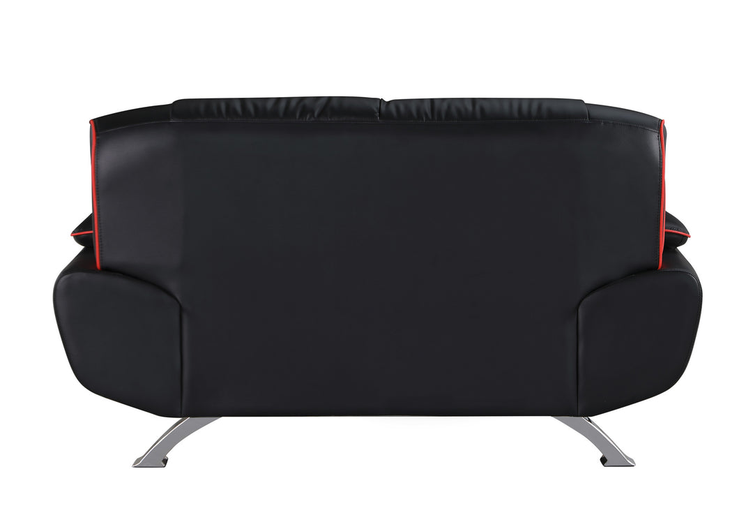 67'" X 35'" X 35'" Modern Black Leather Sofa And Loveseat