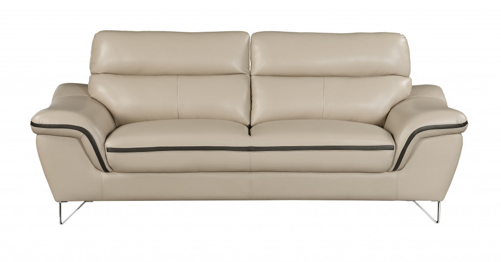 69'" X 36'" X 40'" Modern Beige Leather Sofa And Loveseat