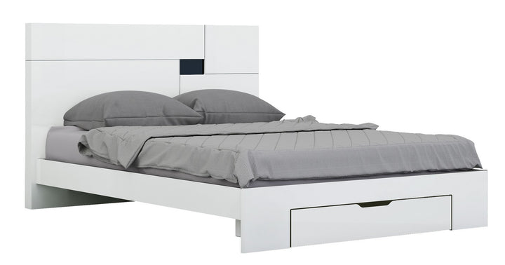 79'" X 80'" X 43'" Modern Eastern King White High Gloss Bed