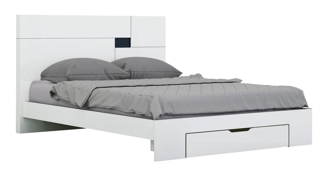 72'" X 85'" X 43'" Modern California King White High Gloss Bed