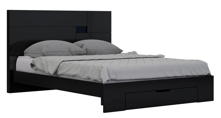 79'" X 80'" X 43'" Modern Eastern King Black High Gloss Bed