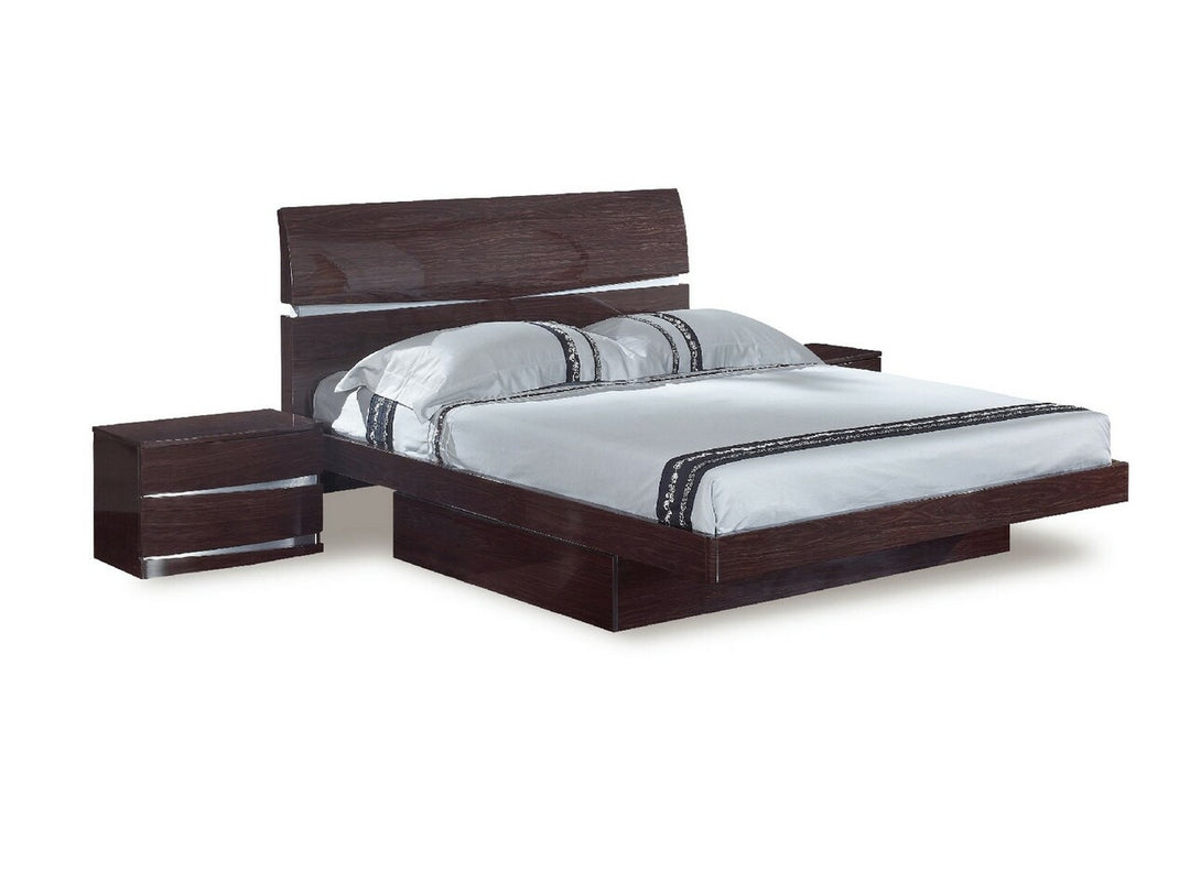 80" X 60" X 42.5" 4Pc Queen Modern Wenge High Gloss Bedroom Set