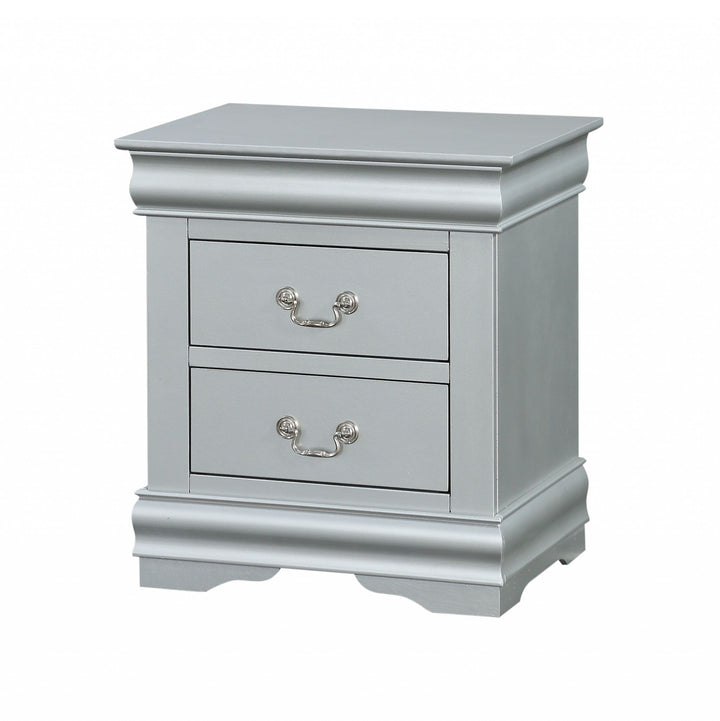 24" Platinum Two Drawers Nightstand